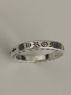 Chrome Hearts Silver Gothic Logo Ring - Silver